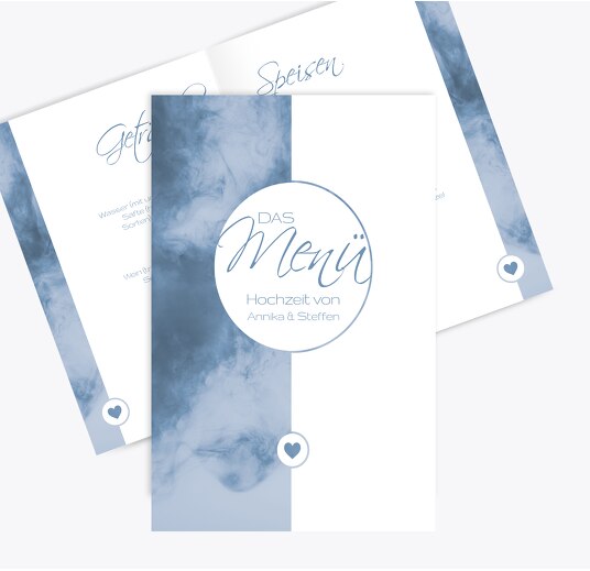 Hochzeit Menükarte Sanft MattBlau 148x210mm