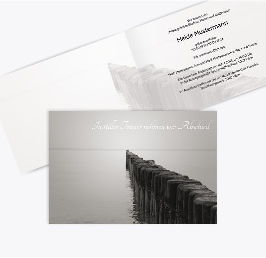 Trauerkarte Steg quer Trauergrau 170x114mm