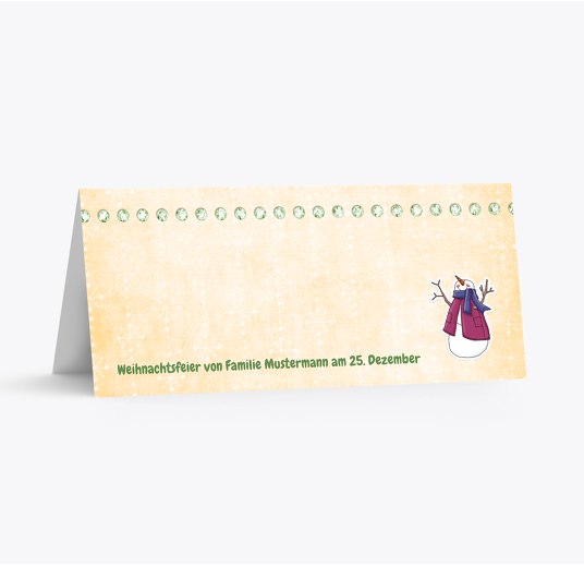 Tischkarte comic SoftGelbOrange 100x44mm