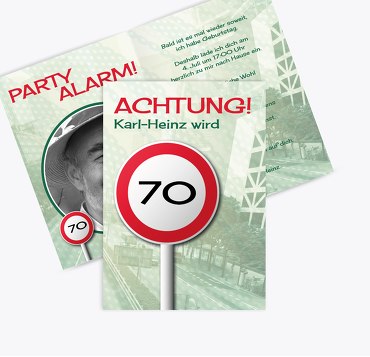 Einladung Begrenzungsschild 70 Foto