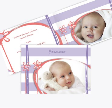 Taufkarte Flowers and Stripes