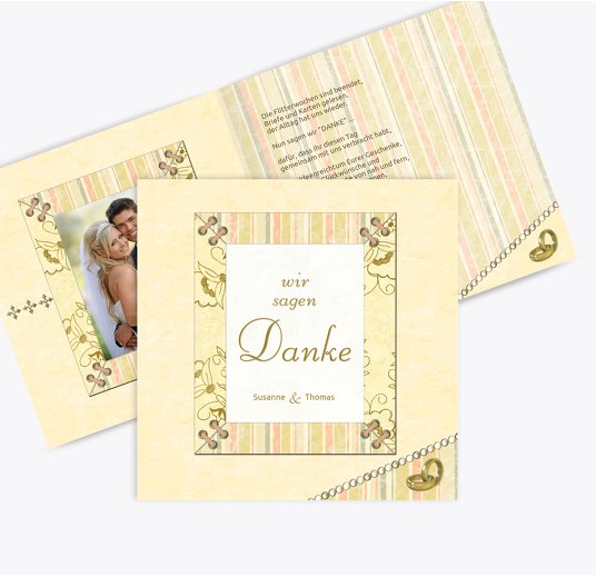 Hochzeit Dankeskarte Bund für's Leben champagner 145x145mm