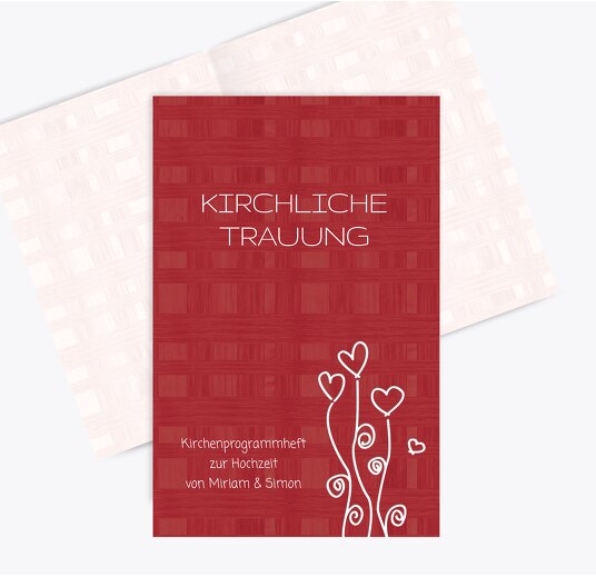 Hochzeit Kirchenheft Umschlag Liebestraum WeinRot 148x210mm
