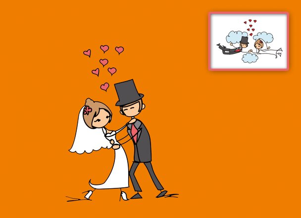 Ansicht 3 - Hochzeit Einladung Comic Brautpaar