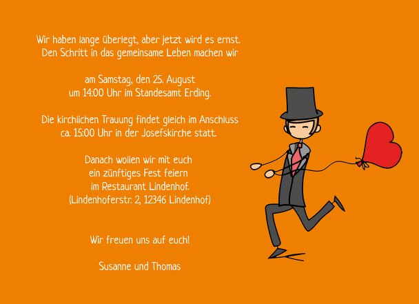 Ansicht 5 - Hochzeit Einladung Comic Brautpaar