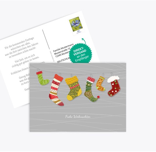 Grußkarte Söckchen Grau 148x105mm