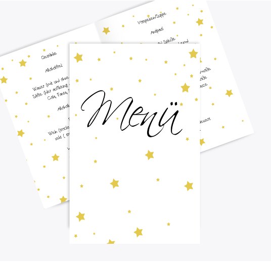 Menükarte Sterne OckerGelb 148x210mm