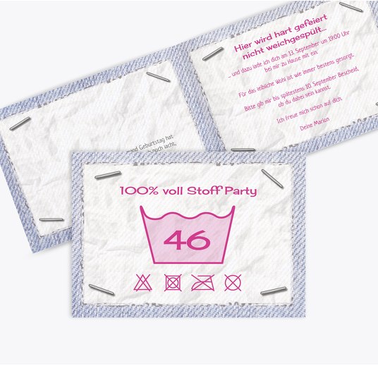 Einladungskarte Waschzettel Pink 148x105mm