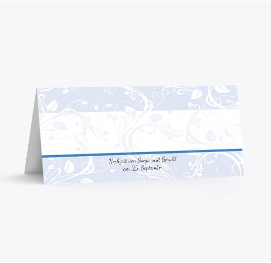 Hochzeit Tischkarte Blättertraum Blauheller 100x44mm