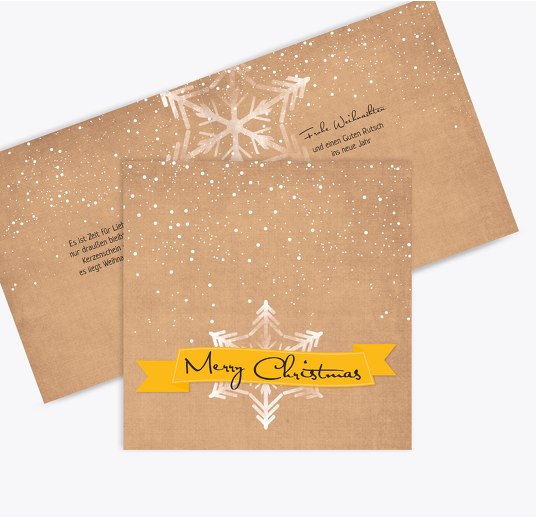 Grußkarte Schneestern Butterblumengelb 145x145mm