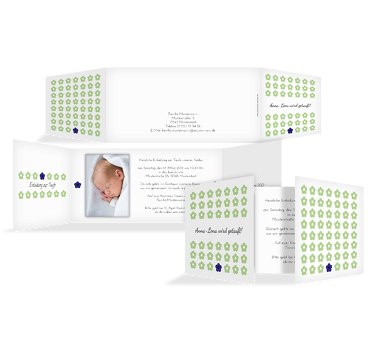 Taufkarte Blumentapete