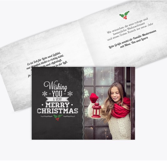Foto Grußkarte Merry Christmas Schwarz 148x105mm