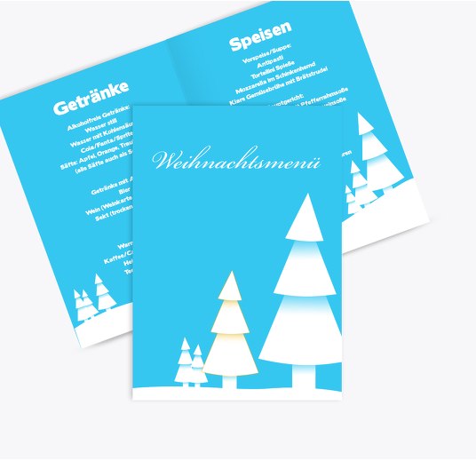 Menükarte Winterlandschaft HellBlau 105x148mm