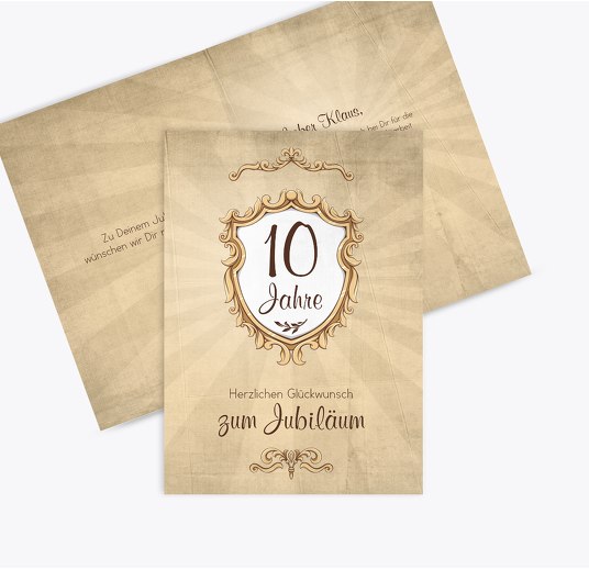 Jubiläumskarte Retro Wappen Hellbraun 105x148mm