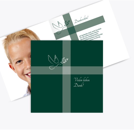 Firmung Dankeskarte Glaubensbote Grüntürkisdunkel 145x145mm