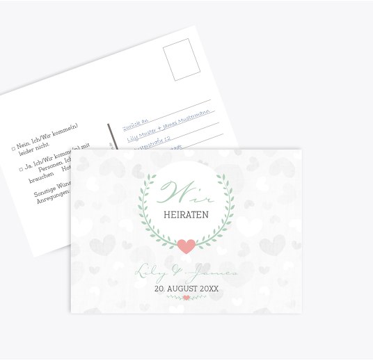 Antwortkarte Zarte Ranke hellgrünblau 148x105mm