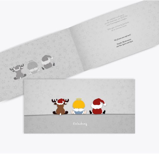 Einladung Trio HellGrau 215x105mm