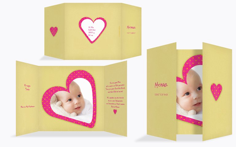 Baby Dankeskarte Herzform