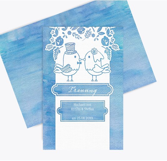 Kirchenheft Umschlag Vogelpaar MattBlau 148x210mm