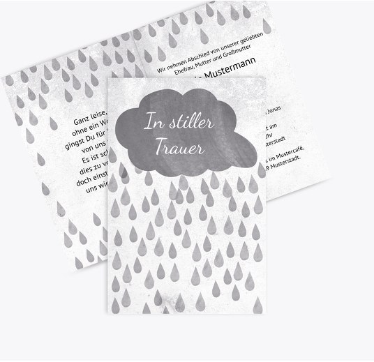 Trauerkarte Regen Grau 114x170mm