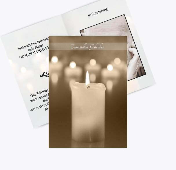 Sterbebildkarte Kerzenlichter