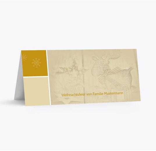 Tischkarte Frohes Fest DunkelGelb 100x44mm