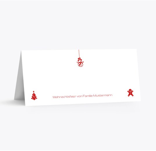 Tischkarte Schmuckelemente Rot 100x44mm