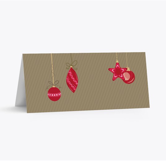 Tischkarte Bunte Kugeln WeinRot 100x44mm