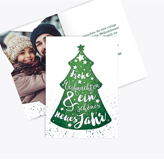 Foto Weihnachtsgrußkarte Letterbaum DunkelGrün 105x148mm