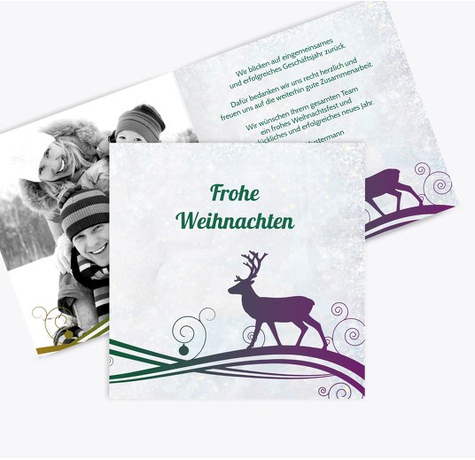 Foto Grußkarte Bunter Wintertraum Blattgrün 145x145mm