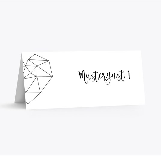 Hochzeit Tischkarte straight heart Weiß 100x44mm