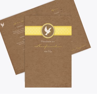Konfirmation Menükarte Flügelschlag