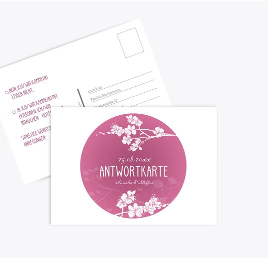 Antwortkarte Cherry Blossom Pinkrosa 148x105mm