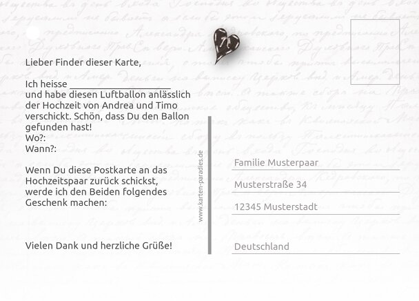 Ansicht 3 - Hochzeit Ballonkarte Herzensgedicht