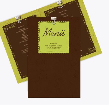 Hochzeit Menükarte Liebesnachricht
