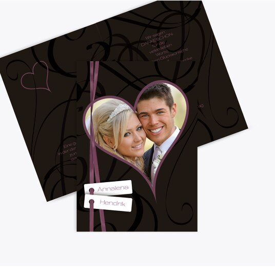 Hochzeit Dankeskarte Band Lila 105x148mm