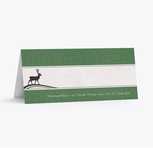 Tischkarte classic Elch DunkelGrün 100x44mm