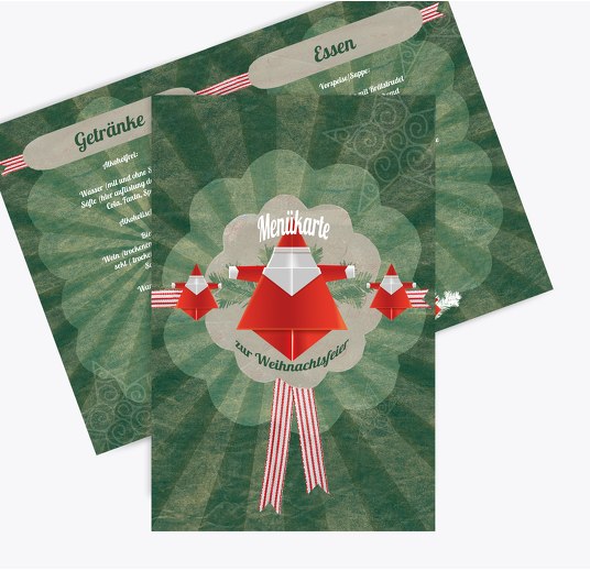 Menükarte Origami Türkisblaukräftig 148x210mm