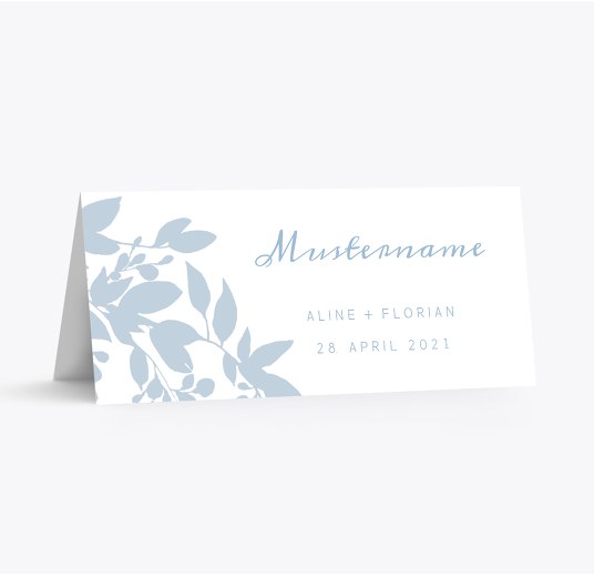 Hochzeit Tischkarte Blauregen HellgrauBlau 100x44mm