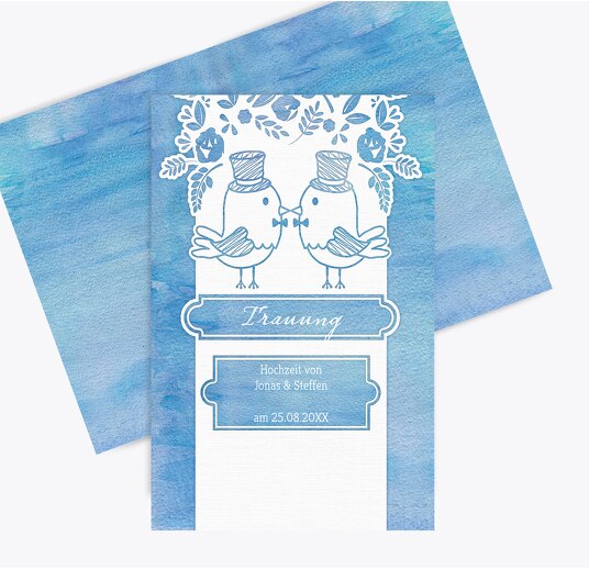 Kirchenheft Umschlag Vogelpaar- Männer MattBlau 148x210mm