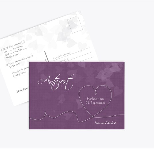 Hochzeit Antwortkarte ewiges Band LilaFlieder 148x105mm