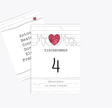 Tischnummer Mr&Mrs