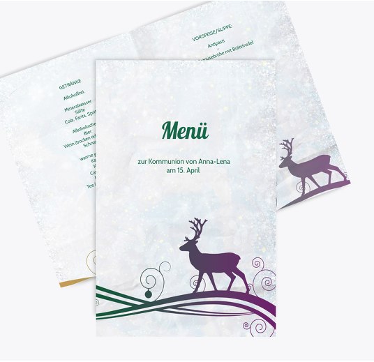 Menükarte Bunter Wintertraum DunkelGrün 148x210mm