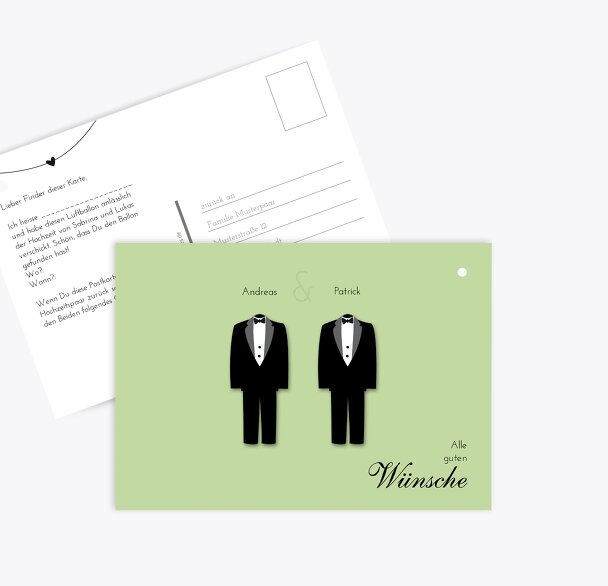 Hochzeit Ballonkarte suits