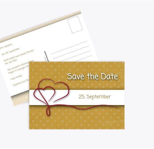 Save-the-Date Gepunktet OckerGelb 148x105mm