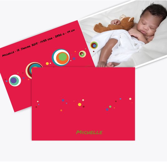 Baby Dankeskarte Retro Kreise Rot 148x105mm