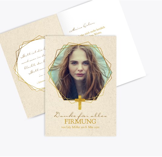 Firmung Dankeskarte Goldrausch OckerGelb 105x148mm