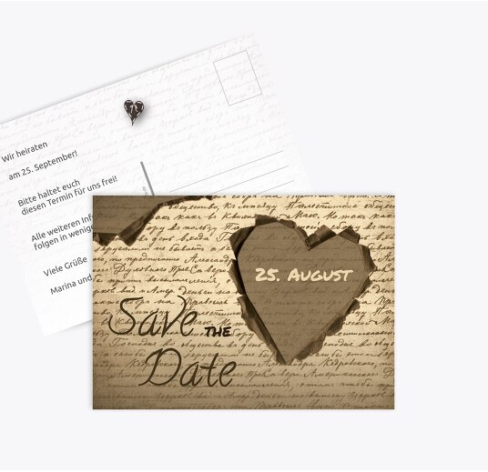 Hochzeit Save the Date Herzensgedicht braunmatsch 148x105mm