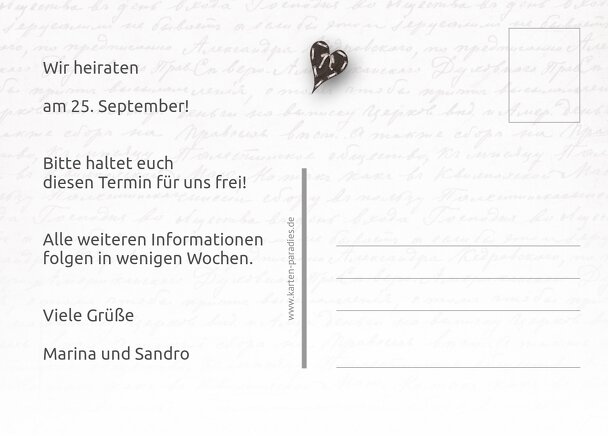 Ansicht 3 - Hochzeit Save the Date Herzensgedicht