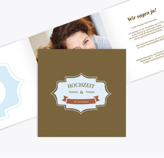 Hochzeit Einladung Harmonie braunmatsch 145x145mm